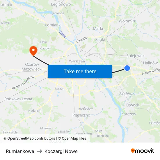 Rumiankowa to Koczargi Nowe map