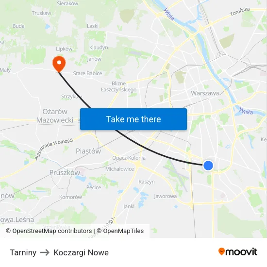 Tarniny to Koczargi Nowe map