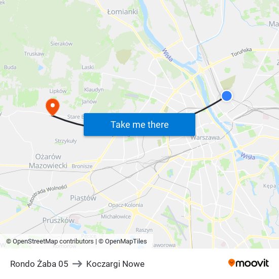 Rondo Żaba 05 to Koczargi Nowe map