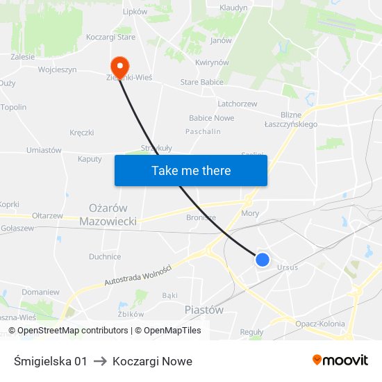 Śmigielska 01 to Koczargi Nowe map