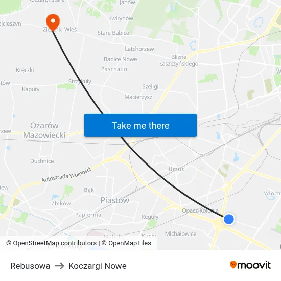 Rebusowa to Koczargi Nowe map