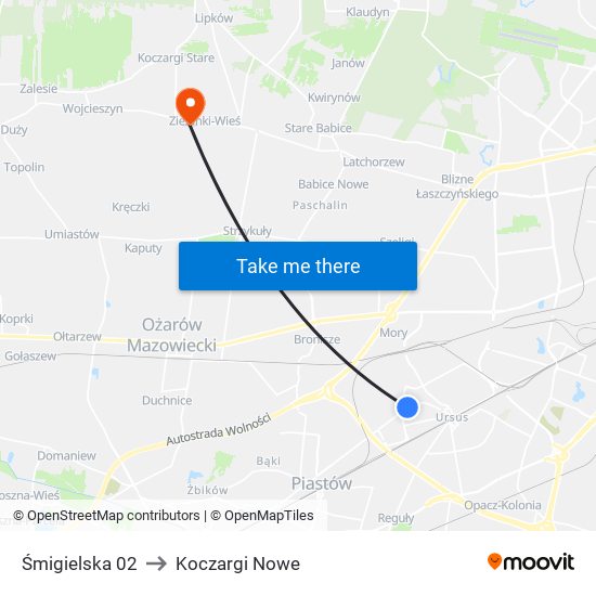 Śmigielska 02 to Koczargi Nowe map