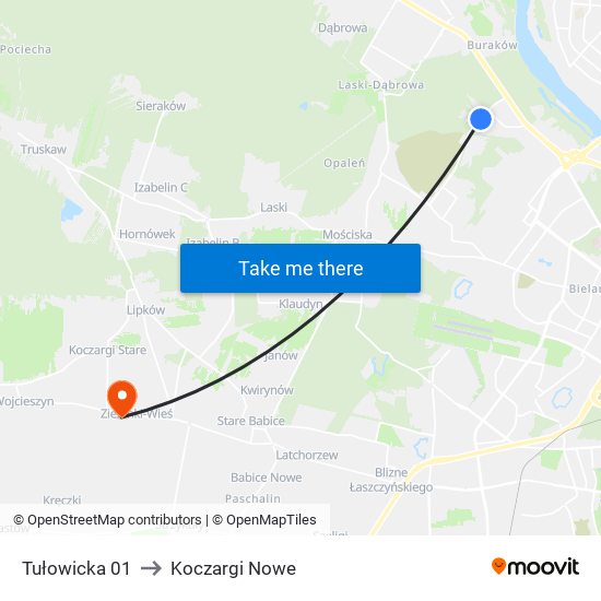 Tułowicka 01 to Koczargi Nowe map