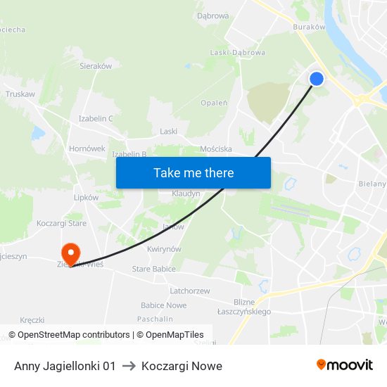 Anny Jagiellonki to Koczargi Nowe map