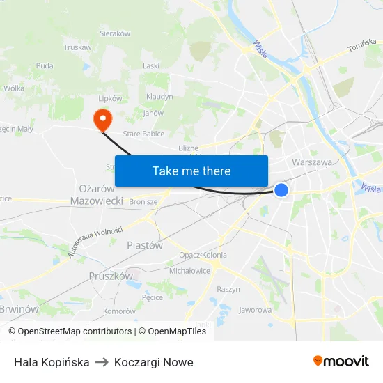 Hala Kopińska to Koczargi Nowe map