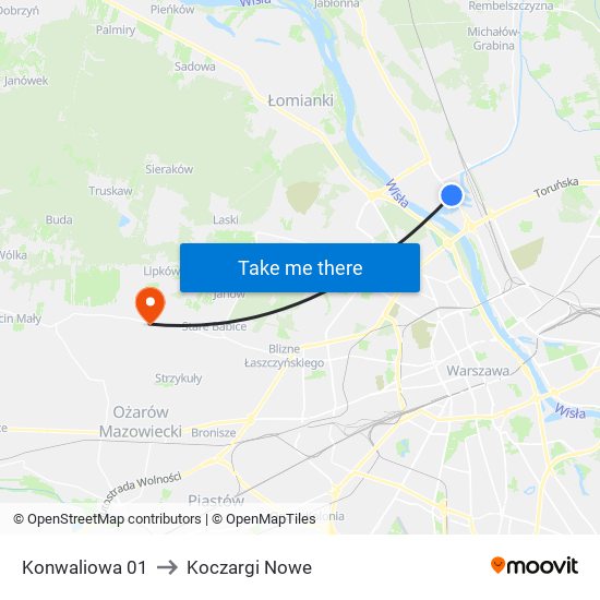 Konwaliowa 01 to Koczargi Nowe map