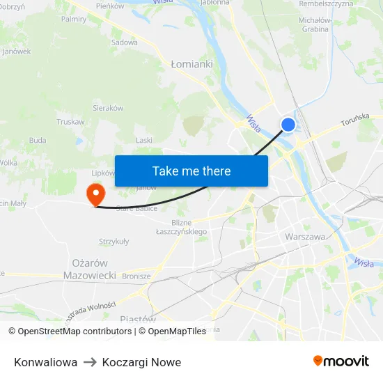 Konwaliowa to Koczargi Nowe map