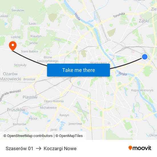 Szaserów to Koczargi Nowe map