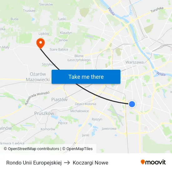 Rondo Unii Europejskiej to Koczargi Nowe map