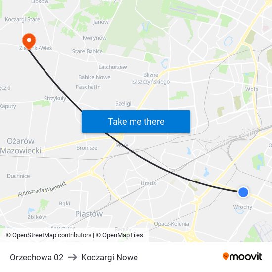 Orzechowa 02 to Koczargi Nowe map