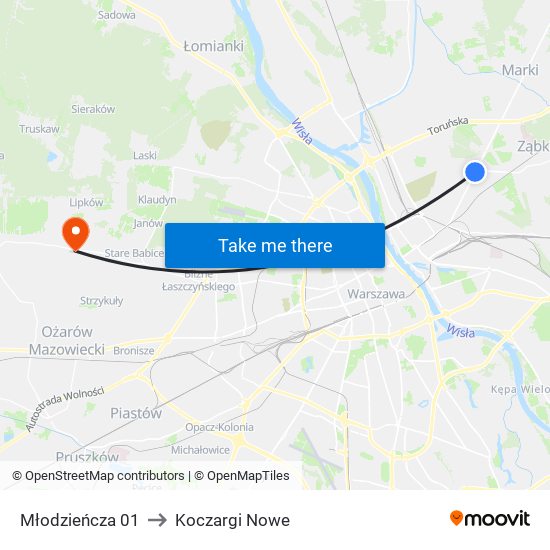 Młodzieńcza 01 to Koczargi Nowe map