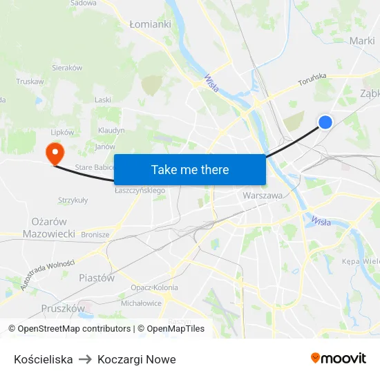 Kościeliska to Koczargi Nowe map