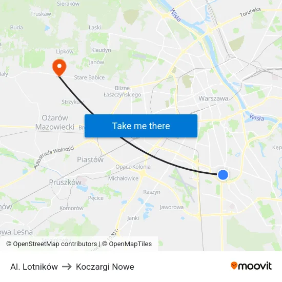 Al. Lotników to Koczargi Nowe map