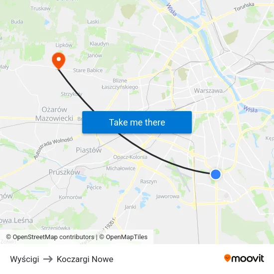 Wyścigi to Koczargi Nowe map