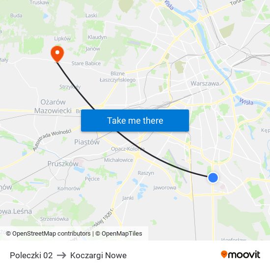 Poleczki to Koczargi Nowe map