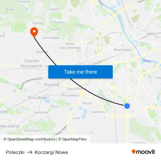 Poleczki to Koczargi Nowe map