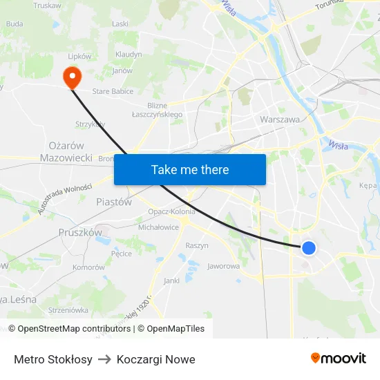 Metro Stokłosy to Koczargi Nowe map