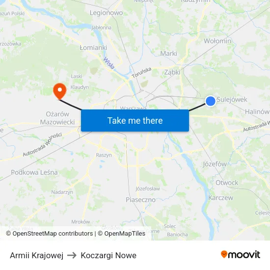 Armii Krajowej to Koczargi Nowe map