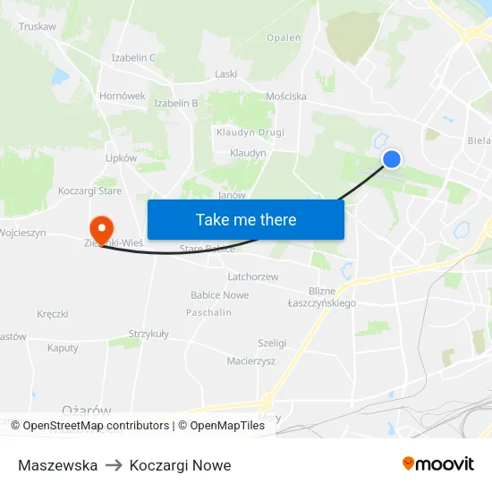 Maszewska to Koczargi Nowe map