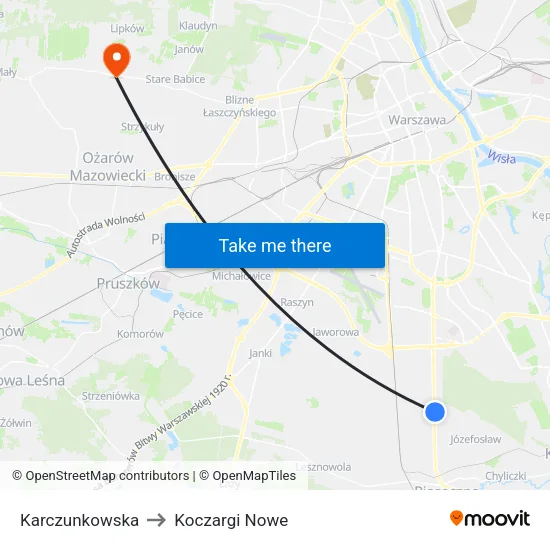 Karczunkowska to Koczargi Nowe map