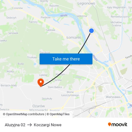 Aluzyjna to Koczargi Nowe map