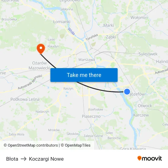 Błota to Koczargi Nowe map