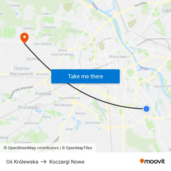 Oś Królewska to Koczargi Nowe map