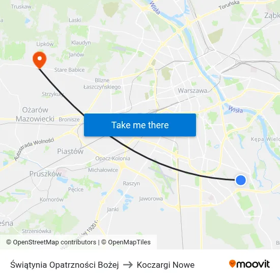 Świątynia Opatrzności Bożej to Koczargi Nowe map