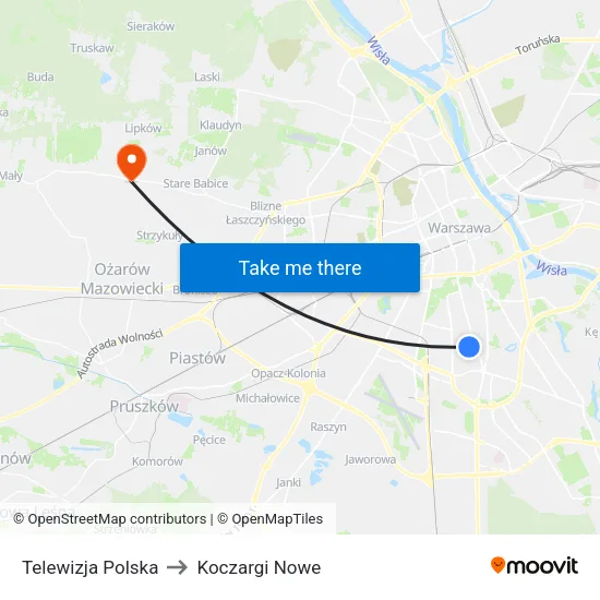 Telewizja Polska to Koczargi Nowe map