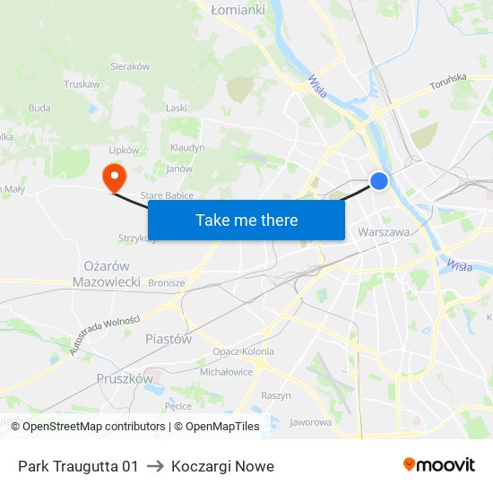 Park Traugutta to Koczargi Nowe map