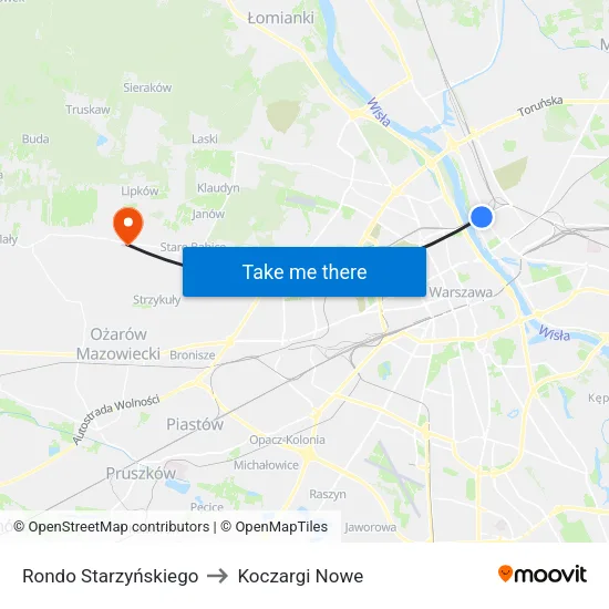 Rondo Starzyńskiego to Koczargi Nowe map