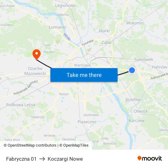 Fabryczna 01 to Koczargi Nowe map