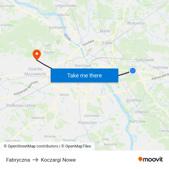 Fabryczna to Koczargi Nowe map