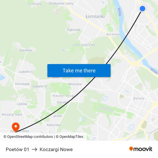 Poetów 01 to Koczargi Nowe map