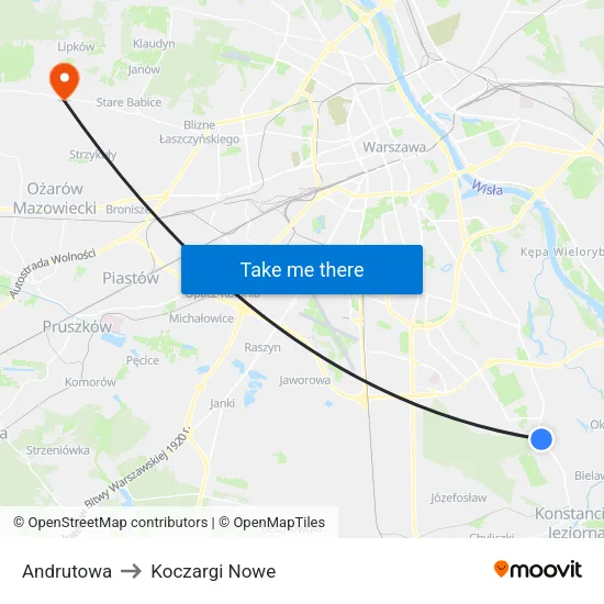Andrutowa to Koczargi Nowe map