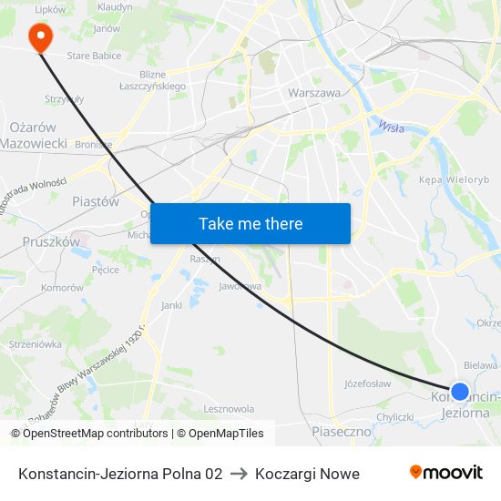 Konstancin-Jeziorna Polna 02 to Koczargi Nowe map