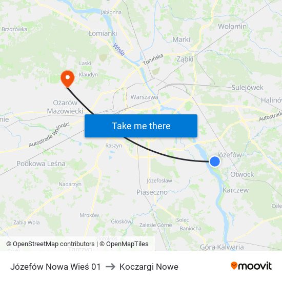 Józefów Nowa Wieś 01 to Koczargi Nowe map