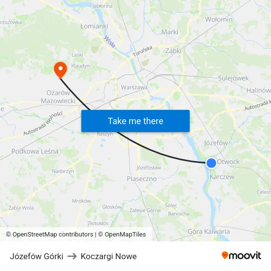 Józefów Górki to Koczargi Nowe map