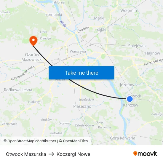 Otwock Mazurska to Koczargi Nowe map
