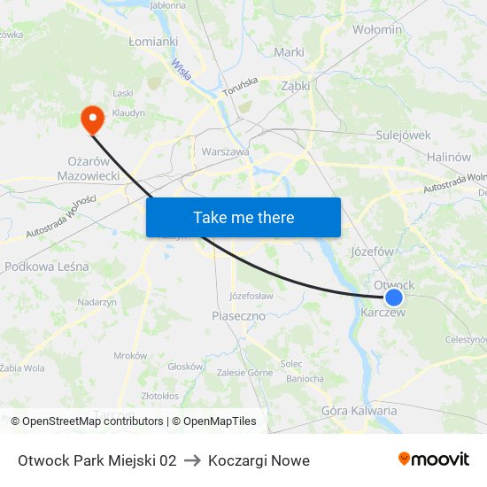 Otwock Park Miejski 02 to Koczargi Nowe map