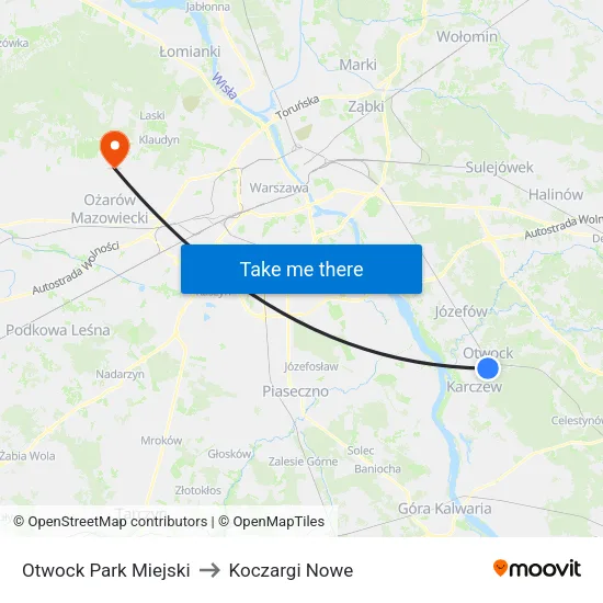Otwock Park Miejski to Koczargi Nowe map