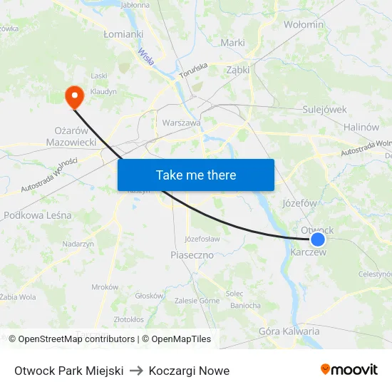 Otwock Park Miejski to Koczargi Nowe map