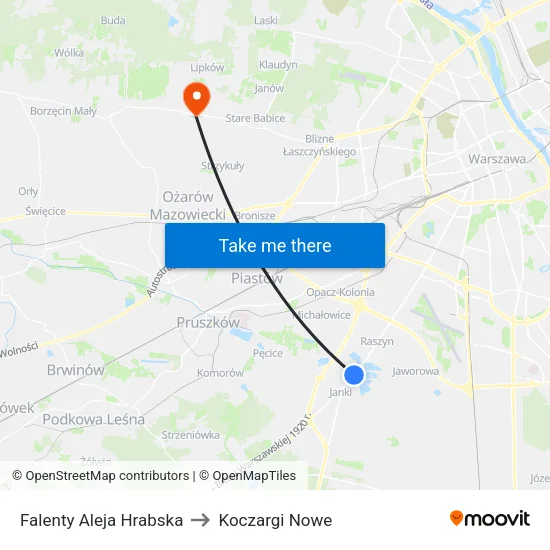 Falenty Aleja Hrabska to Koczargi Nowe map