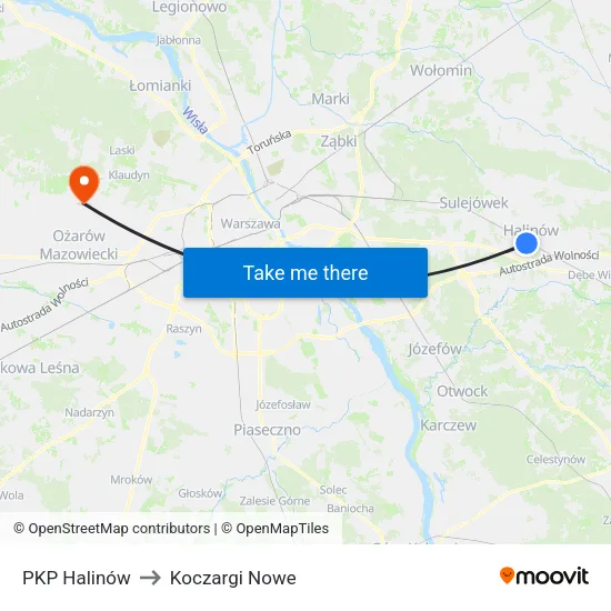 PKP Halinów to Koczargi Nowe map
