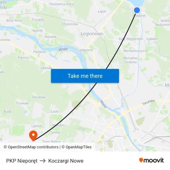 PKP Nieporęt to Koczargi Nowe map