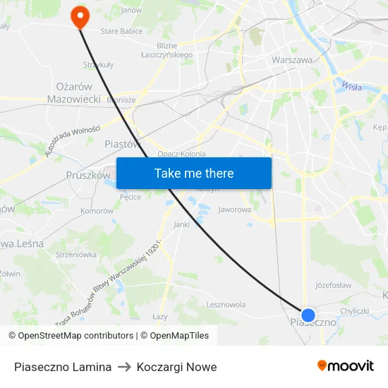 Piaseczno Lamina to Koczargi Nowe map