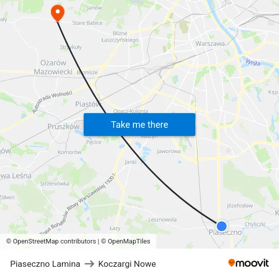Piaseczno Lamina to Koczargi Nowe map