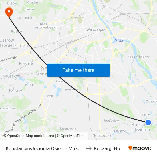 Konstancin-Jeziorna Osiedle Mirków to Koczargi Nowe map