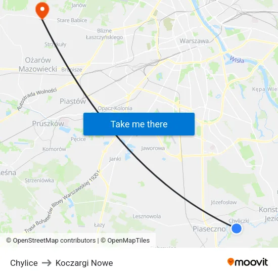 Chylice to Koczargi Nowe map