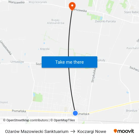 Ożarów Mazowiecki Sanktuarium to Koczargi Nowe map